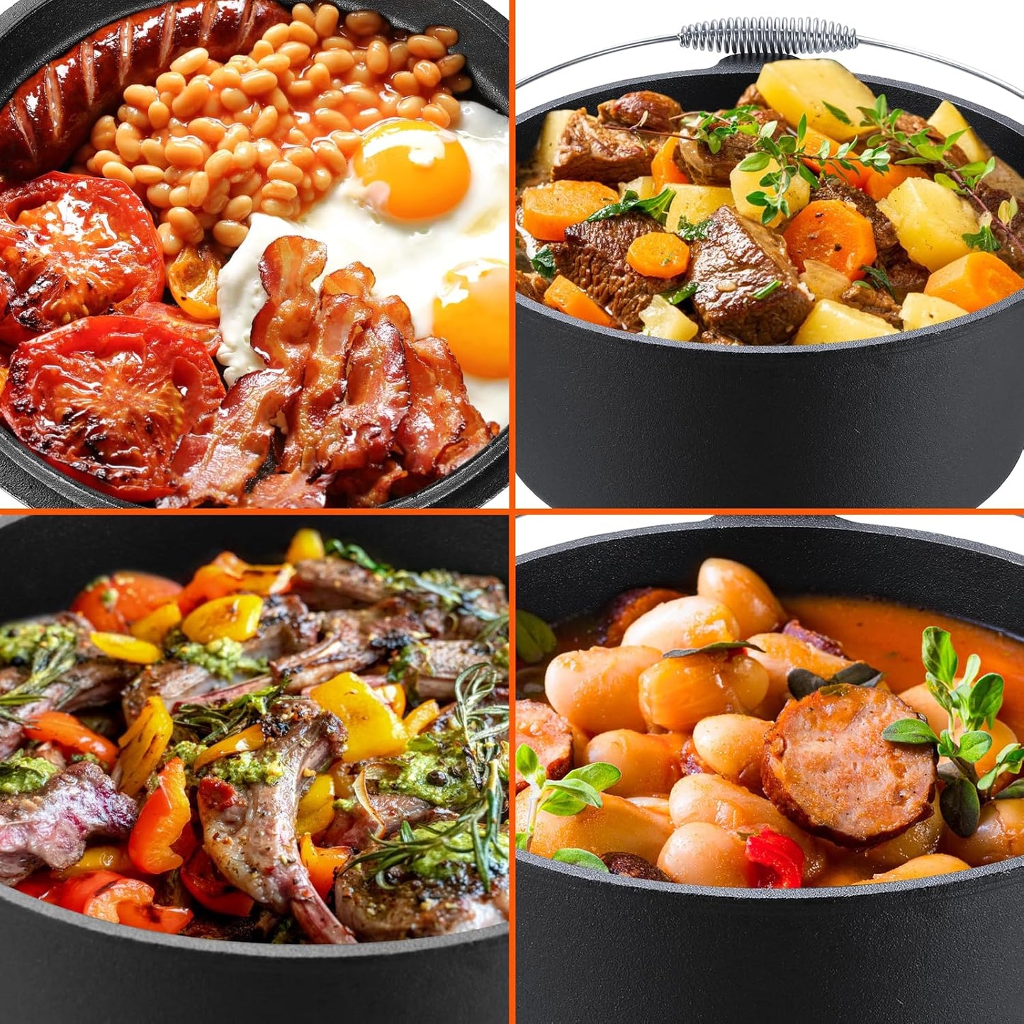 LIFERUN Dutch Oven Pot with Lid, 5 Quart Cast Iron Dutch oven, with Lifter Handle & Stand and Dual Function Lid Griddle for Home Cooking BBQ Baking