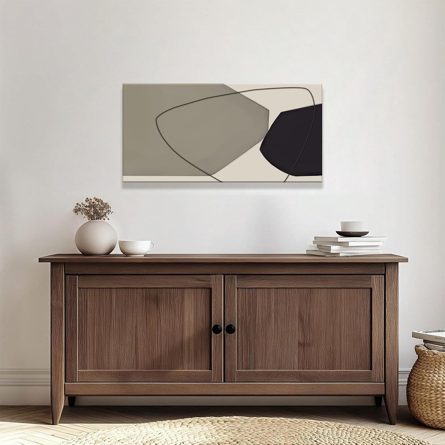 Abstract Wall Art Decor Canvas Art Wall Decor Minimalist Wall Art Geometric Color Block Canvas Artwork Paintings Black And Grey White Wall Art Modern Bedroom Art Office Home Decor Wall 20"X 40"