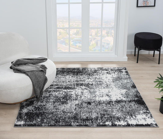 Keen Home Design Area Rugs - 10ft Round Non-Shedding, Abstract Rugs for Kitchen, Living Room, Bedroom, Dining Room, Entryway - Size: 10' Square, Abstract Black