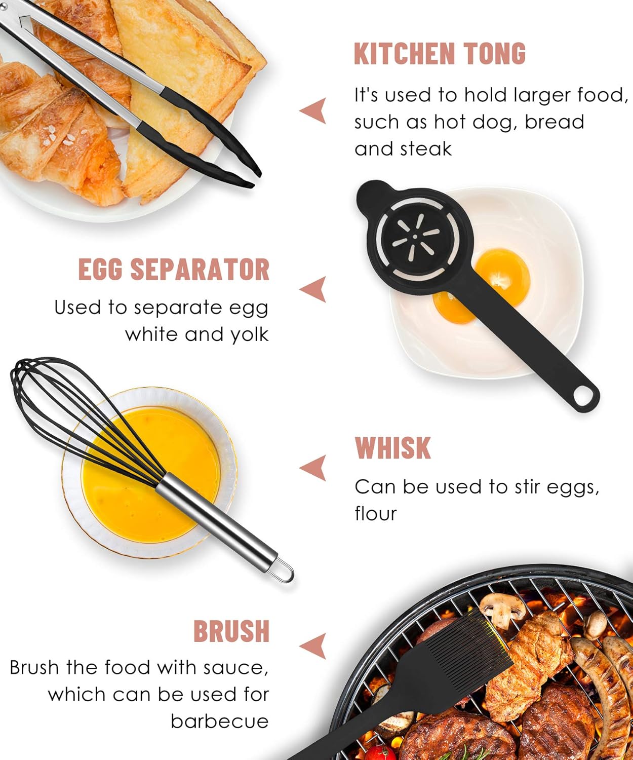 Kitchen Utensils Set-12 Pieces Silicone Cooking Utensils Set Dishwasher Safe 392°F Heat Resistant Spatula Set Nonstick Cookware