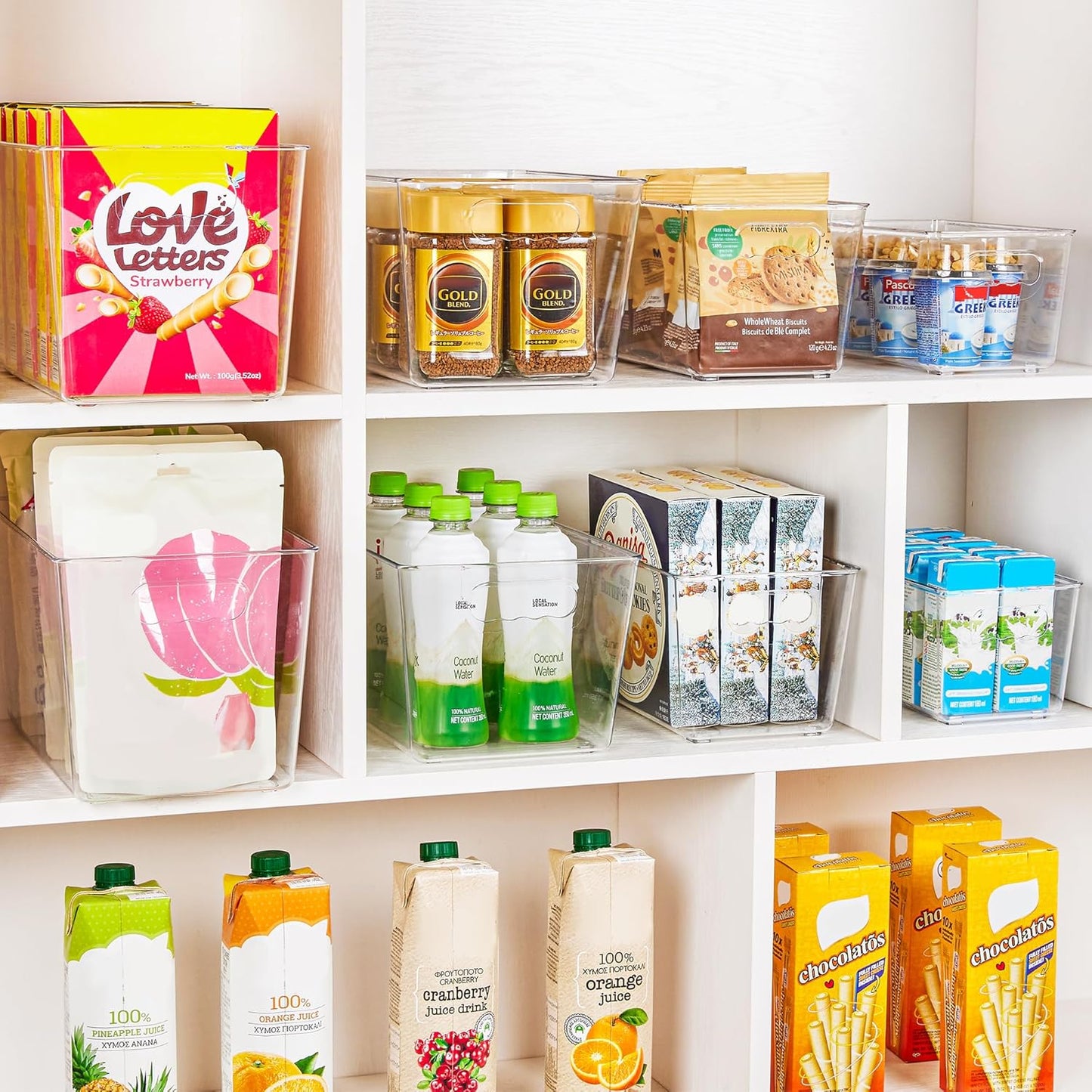 YIHONG Clear Plastic Storage Bins, 8 Pack Pantry Organizer Bins with Handle for Kitchen, Freezer,Cabinet,Closet Organization and Storage