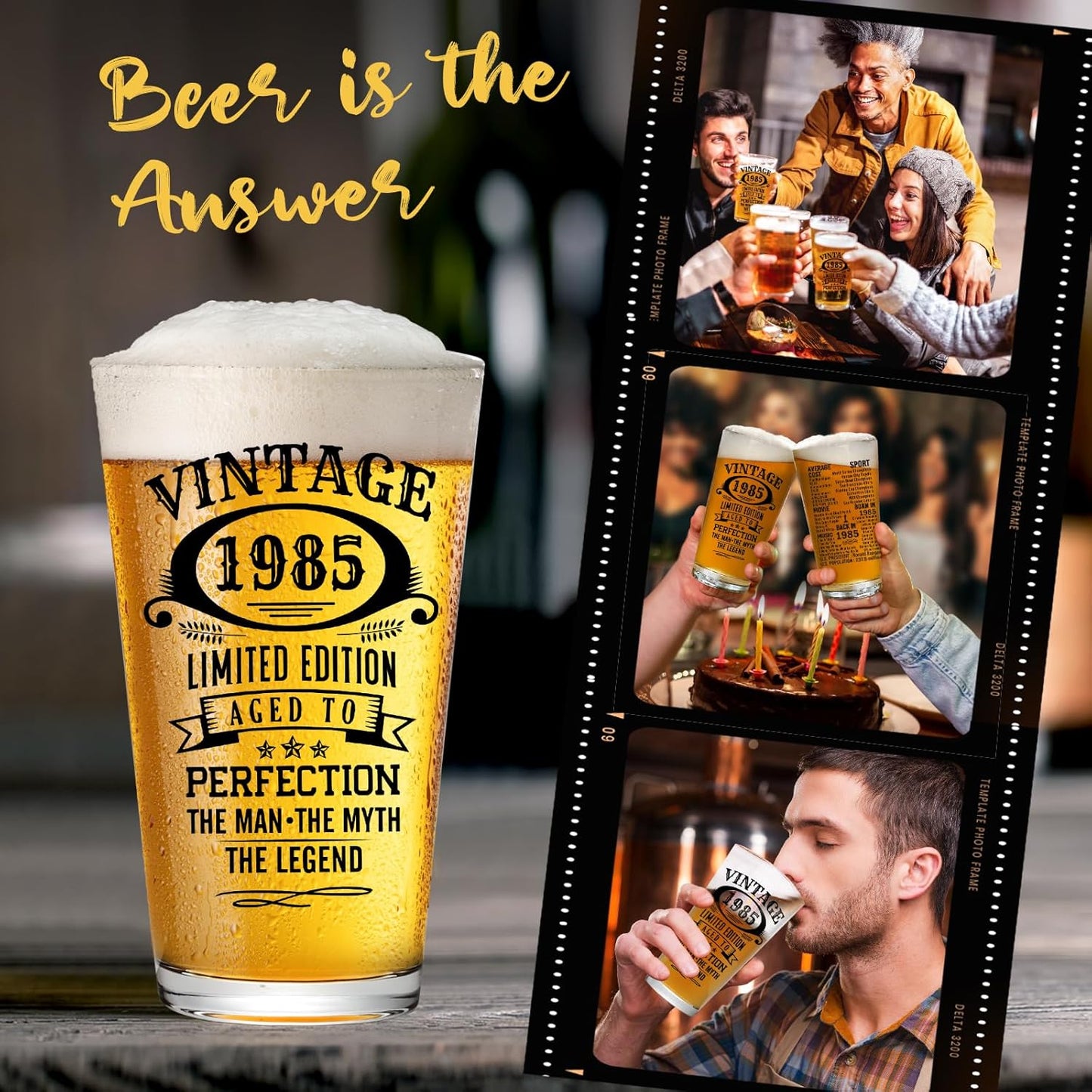 40th Birthday Gifts For Men 1985 Vintage Beer Glass 40 Year Old Birthday Decorations For Him 40th Bday Funny 40th Birthday Gifts Idea For Man Over 40 - Turning 40