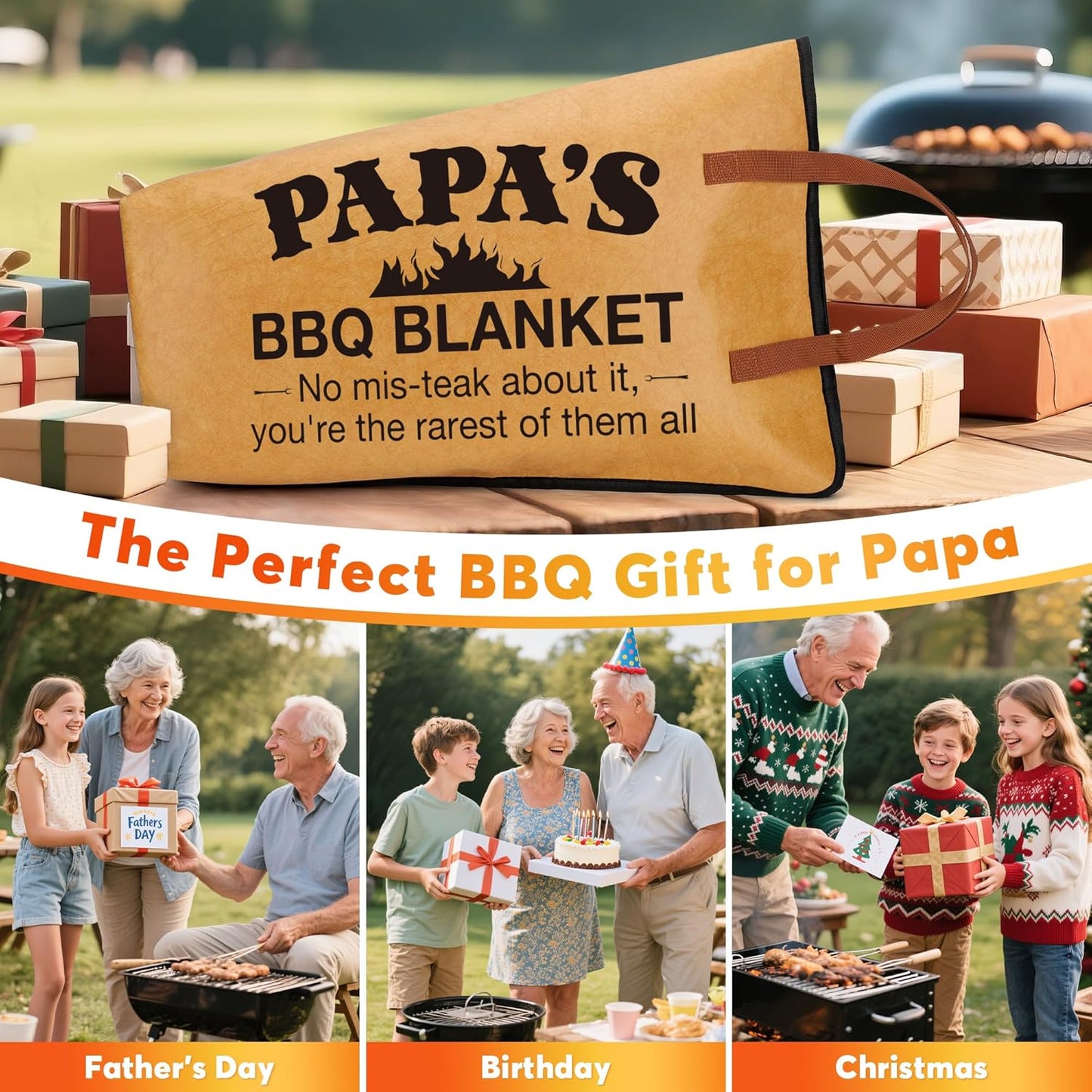 Gifts for Grandpa Papa BBQ Blanket for Resting Meat, Grandpa Grilling Gifts for Birthday Christmas Thanksgiving from Grandkids, 21in Meat Resting Blanket Insulated Reusable Wide Mouth Meat Resting Bag