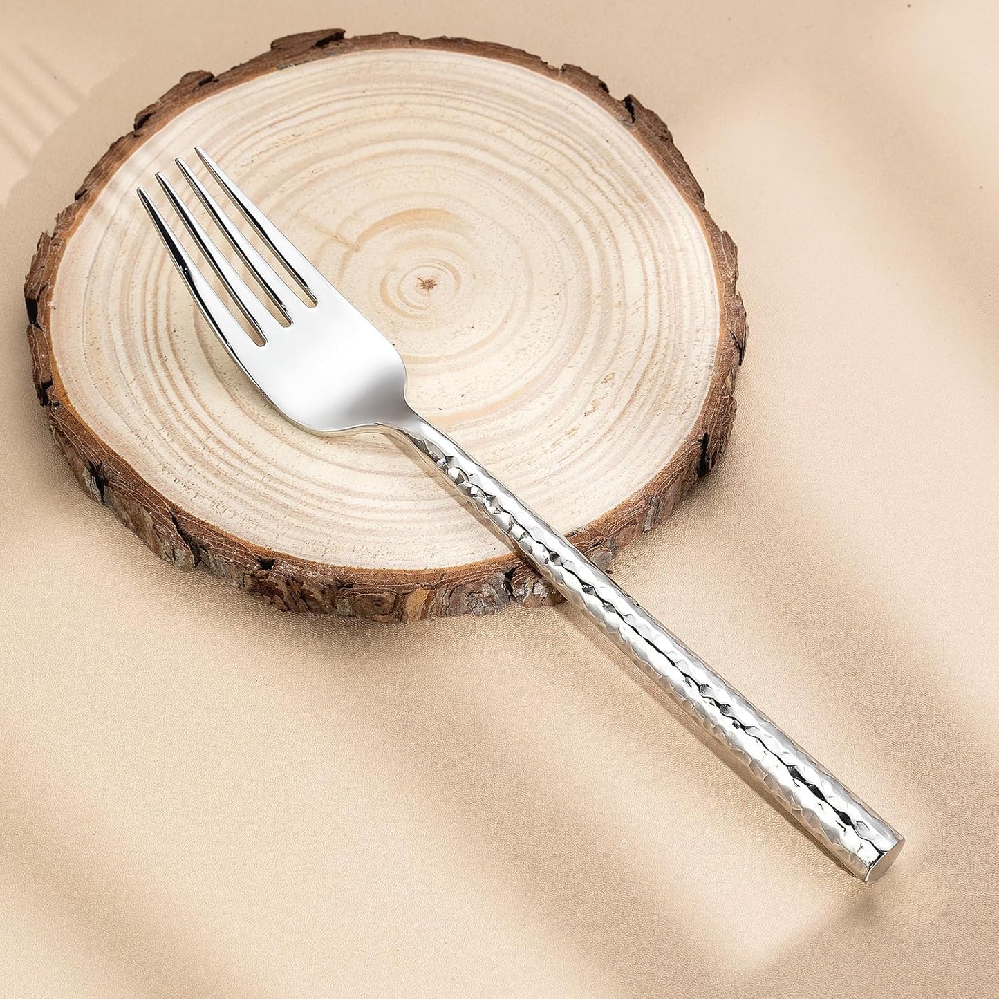 Hammered Silverware Set,Zerophilo Flatware Set 20 Pieces 18/10 Stainless Steel Cutlery Set for 4 Mirror Polished,Dishwasher Safe