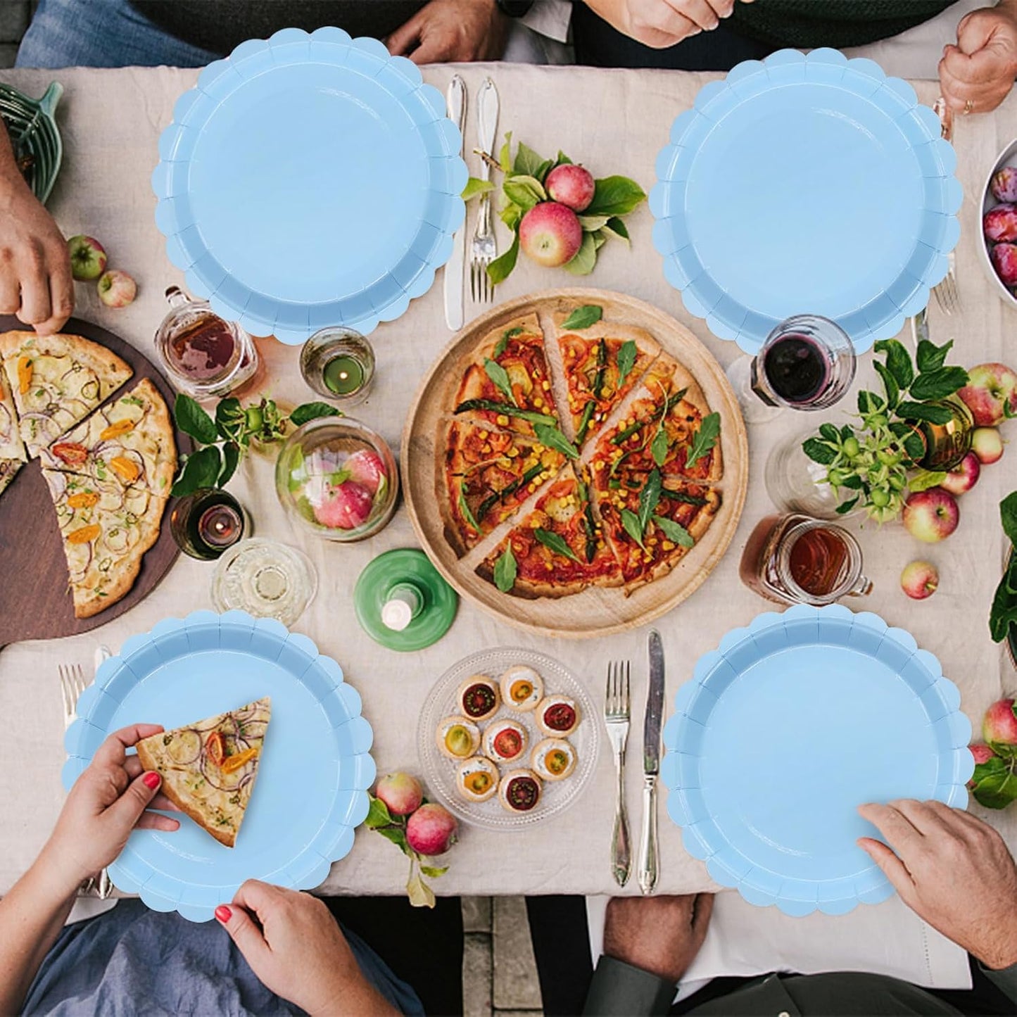 50Pcs Light Blue Paper Plates Blue Party Supplies 9 Inch Disposable Dessert Plates Birthday Party Plates for Valentines Tea Party Baby Shower Wedding Graduation Picnic BBQ