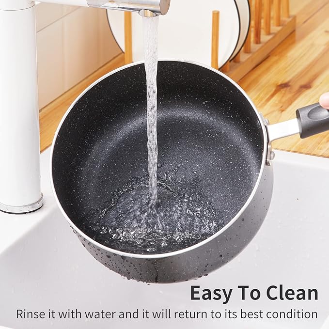 Nonstick Saucepan Set with Lid, Non Stick 1.5QT & 2.5QT Sauce Pan Set with Glass Lid Small Pot for Home Kitchen