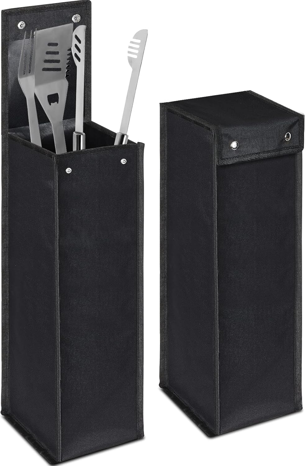 Grill Utensil Storage Bag BBQ Tool Storage Bags Barbecue Hardware Tool BBQ Utensil Holder Pouch Oxford Cloth Accessory Foldable for Camping Hiking(2 Pcs,Black)