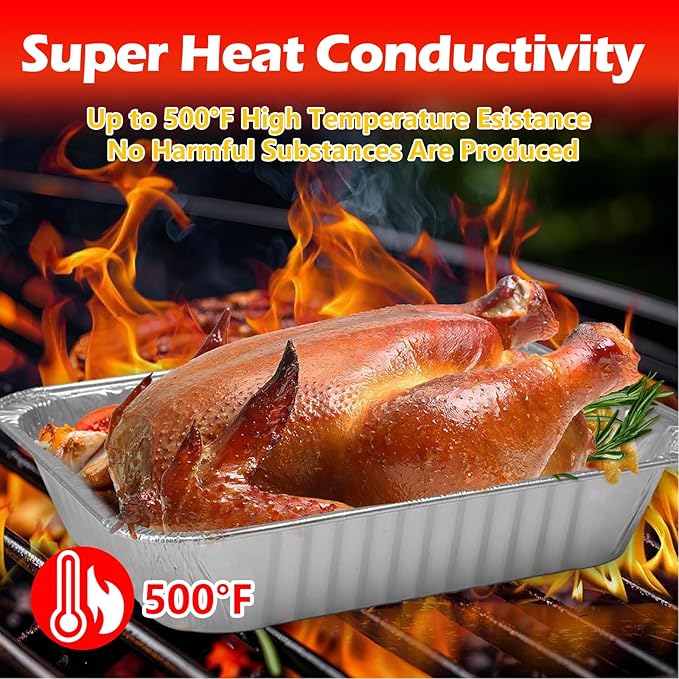 9x13 Aluminum Foil Pans with Lid, 20 Pack Disposable Trays Half Size Heavy Duty Tin Pans Deep Food Containers For Cooking, Meal Prep, Baking, Roasting, Chafing, Heating or Steam Table