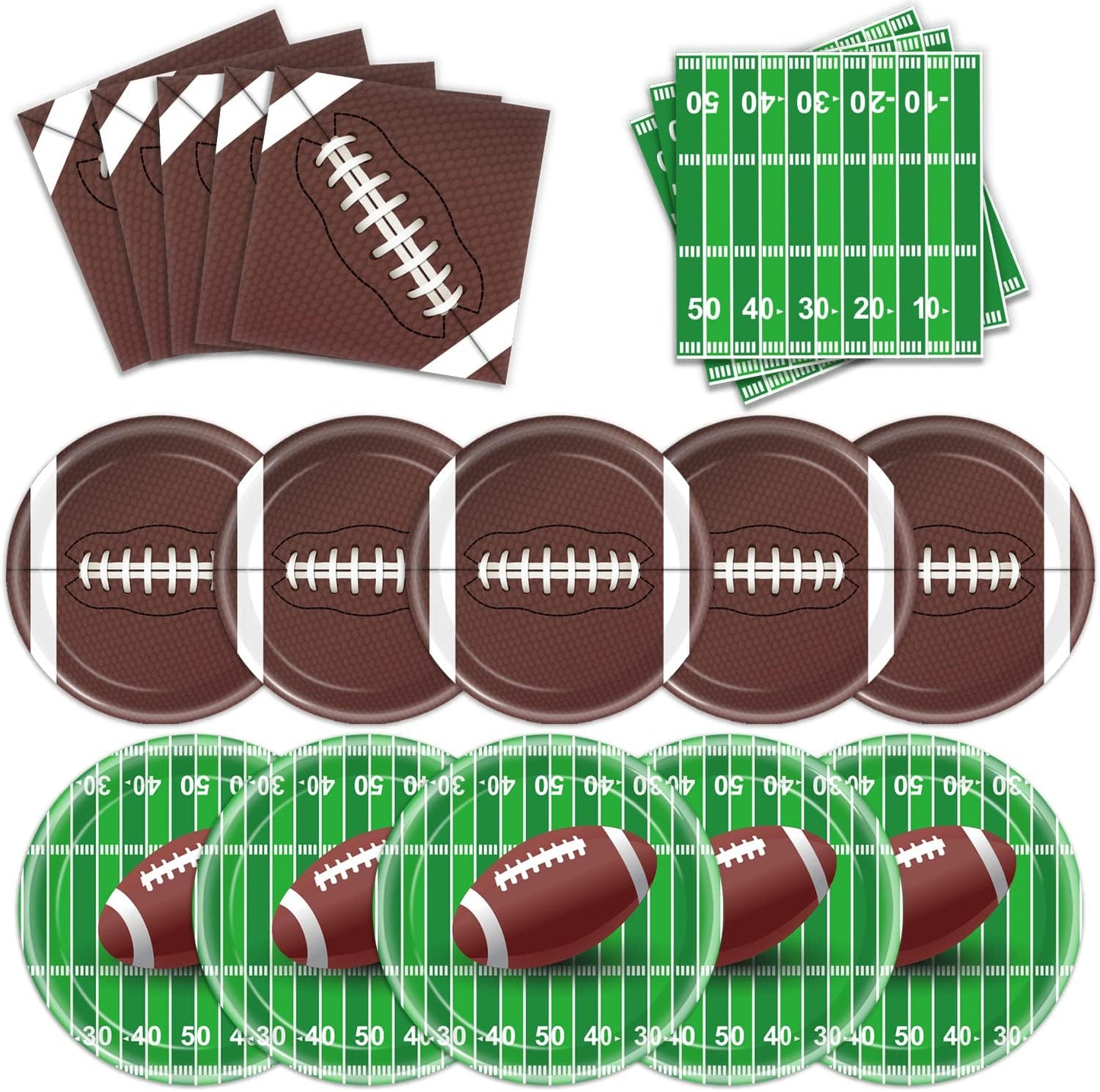 96 PCS Football Party Supplies Plates and Napkins Tableware Set Football Theme Party Decorations Including Paper Plates Napkins Cups for Football Birthday Party, 24 Guests