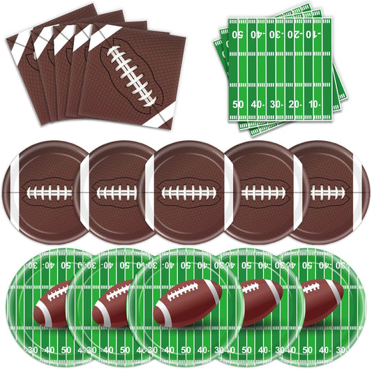 96 PCS Football Party Supplies Plates and Napkins Tableware Set Football Theme Party Decorations Including Paper Plates Napkins Cups for Football Birthday Party, 24 Guests