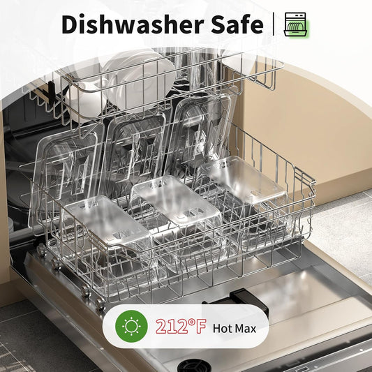 1/4 4'' 6 Pack Plastic Food Pans With Lids, Clear Food Pan, Commercial Stackable Polycarbonate Freezer-Safe for Fruits Vegetables Restaurant Kitchen