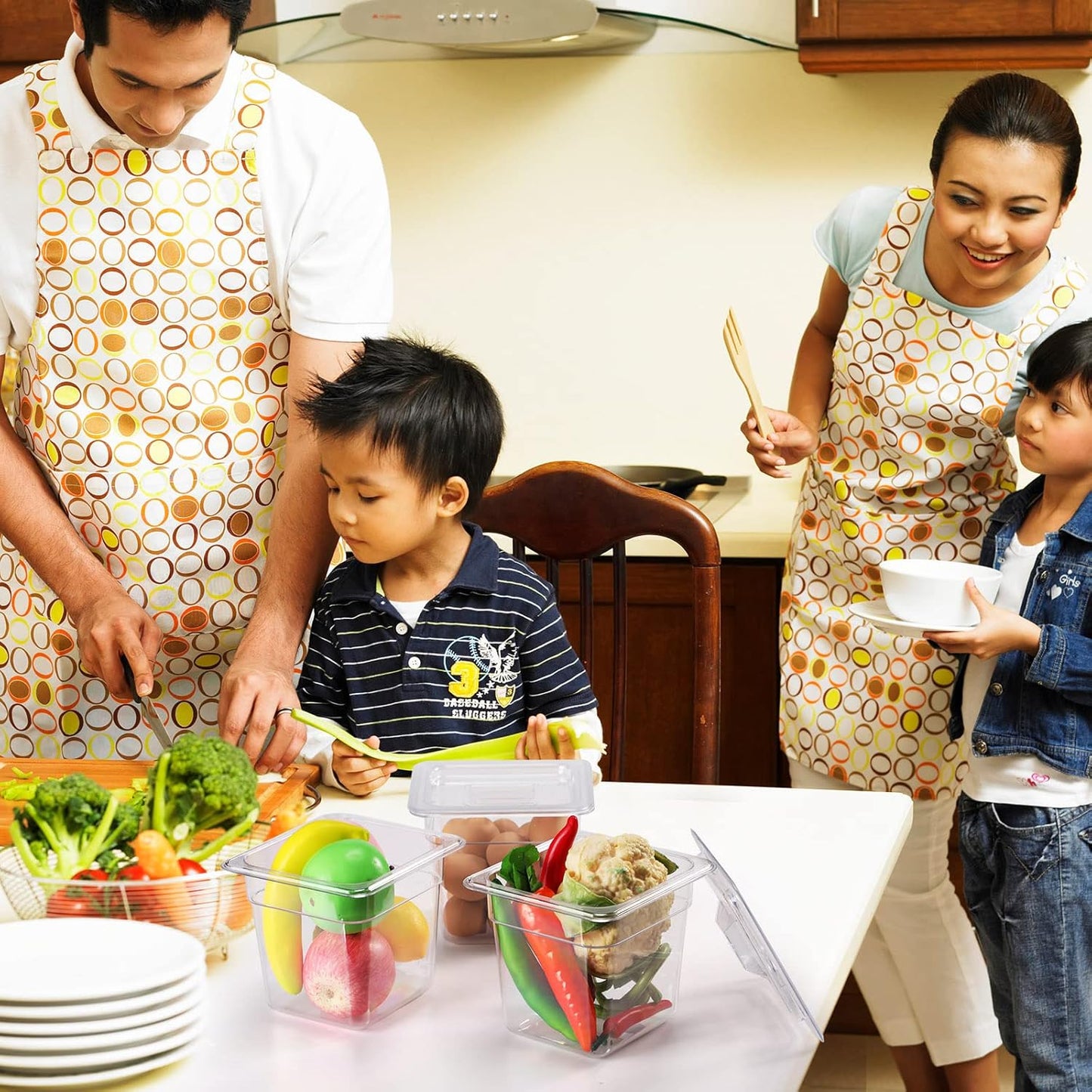 Sieral 8 Pcs 1/6 Size Food Containers with Lids - Clear Stackable Meal Prep Bins for Fridge Organization,Kitchen Storage,Bento,Baby Food,Microwave Safe (6 Inch,2 Quart)