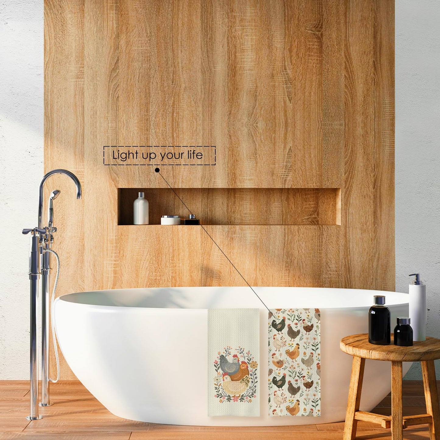 Farmhouse Chicken Rooster Kitchen Towels, Chicken Dish Towels, Rooster Decor Hand Towel for Bathroom Kitchen Decor, Cock Mom Lady Gifts,16x24 Inch Set of 2