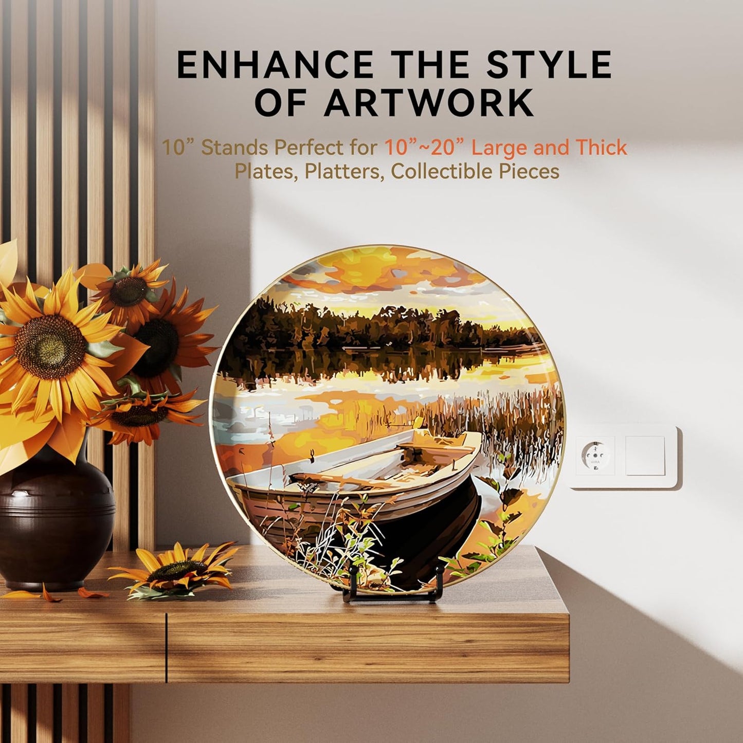 4 Pack 10 Inch Large Plate Stands for Display - Metal Square Wire Plate Holder Display Stand + Picture Stand for Book, Platter, Plaque, Photo Easel