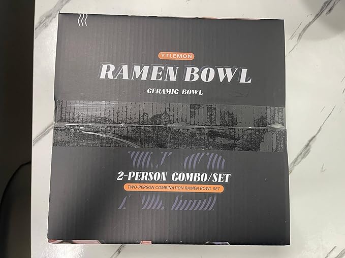 8-Inch Ceramic Ramen Bowl Set of 2 (9 Piece) - Porcelain Japanese Salad Noodles Cereal Fruit Pasta Soup Large Bowls with Recipes Chopsticks Forks Spoons for Men Women Gift Microwave & Dishwasher Safe