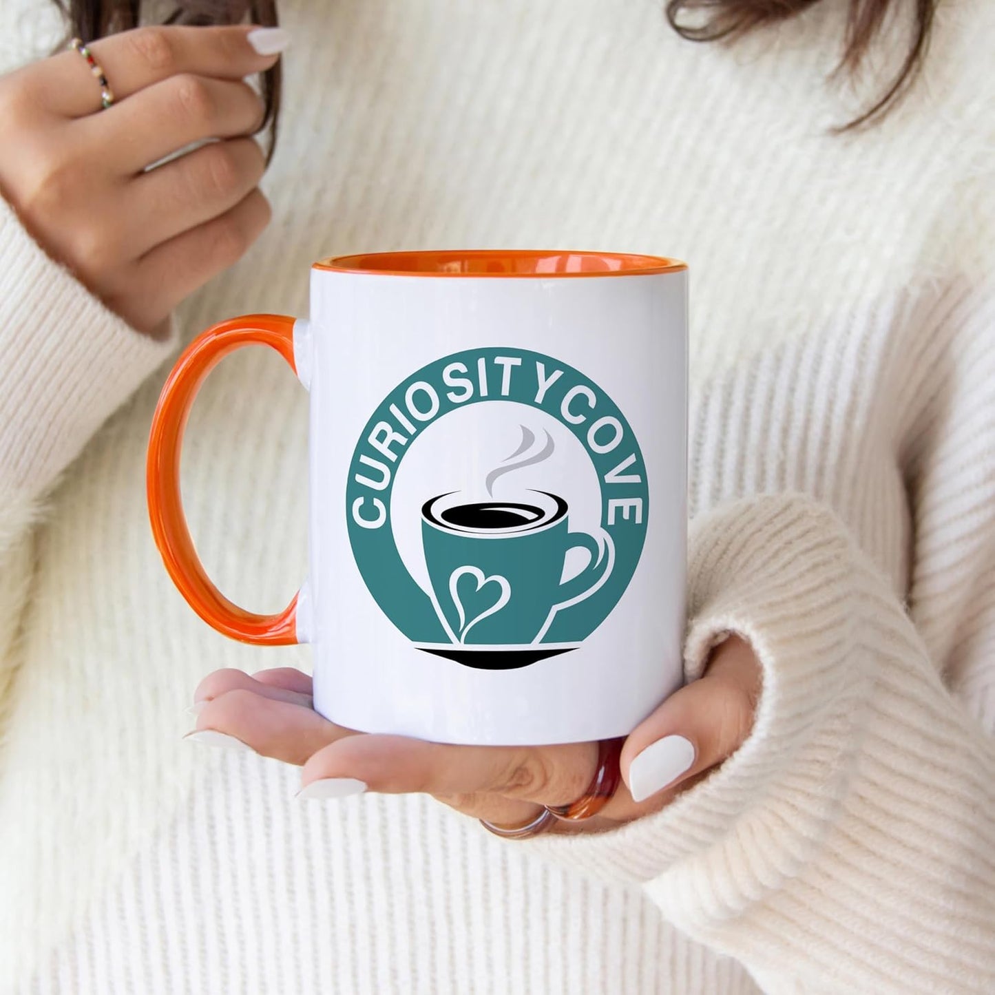 Personalized Coffee Mug | Custom Photo, Text, or Logo Cup (11oz, Orange Rim, Inner, and Handle) |Dishwasher & Microwave Safe |Unique Gift for Men & Women –Taza Personalizada