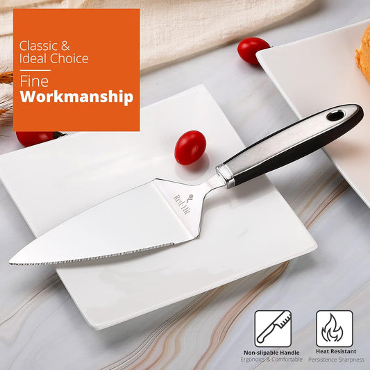 Cake Cutter and Pie Server, Stainless Steel Angled Spatula with Serrated Blade, Professional Wide Cake Cutter Slicer for Baking, Perfect for Cakes, Desserts and Brownies