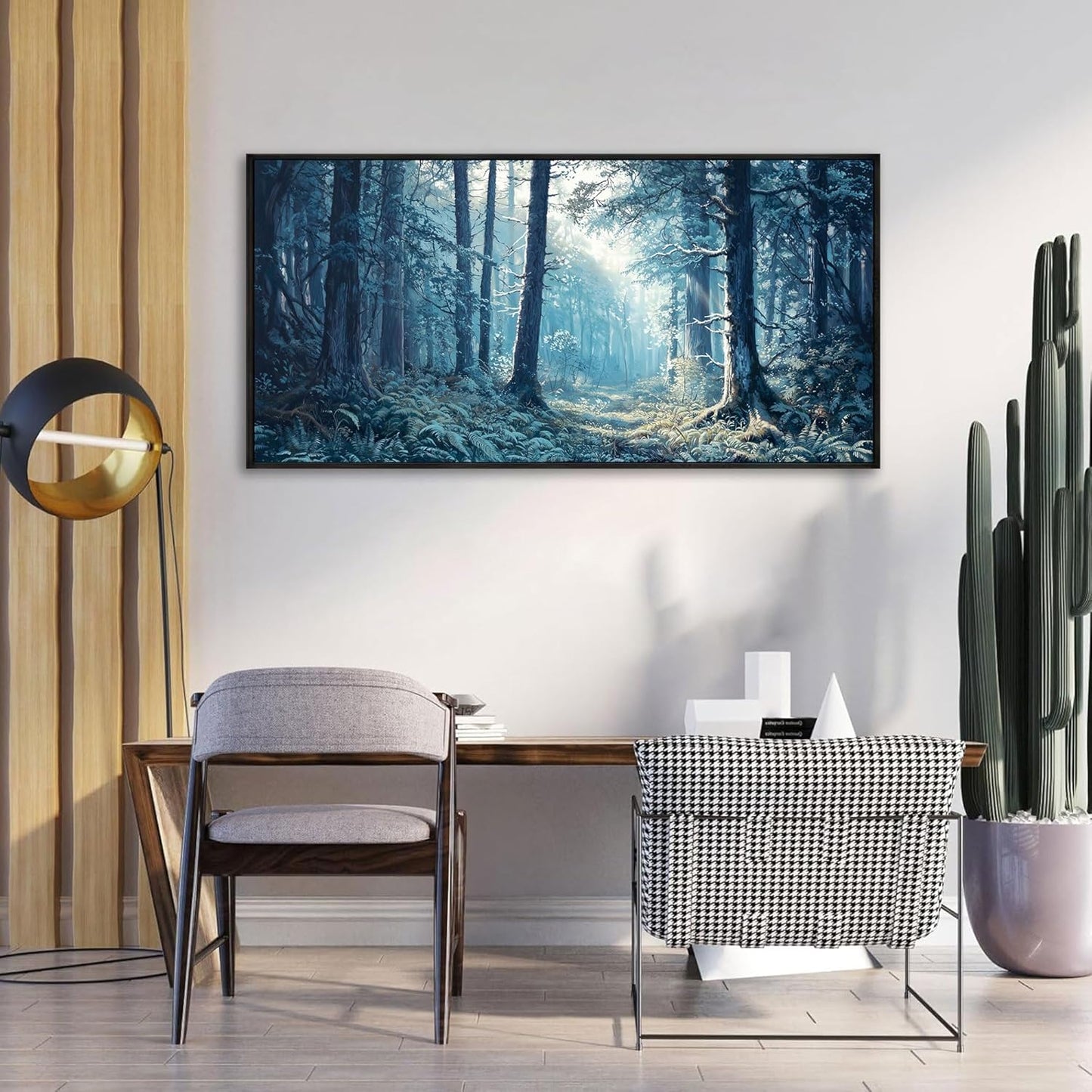 KLAKLA Canvas Wall Art - Forest Wall Decor Amazon Wall Art Landscape Blue Tree Picture Framed Artwork for Walls Living Room Bedroom Office - 40x20 Inches