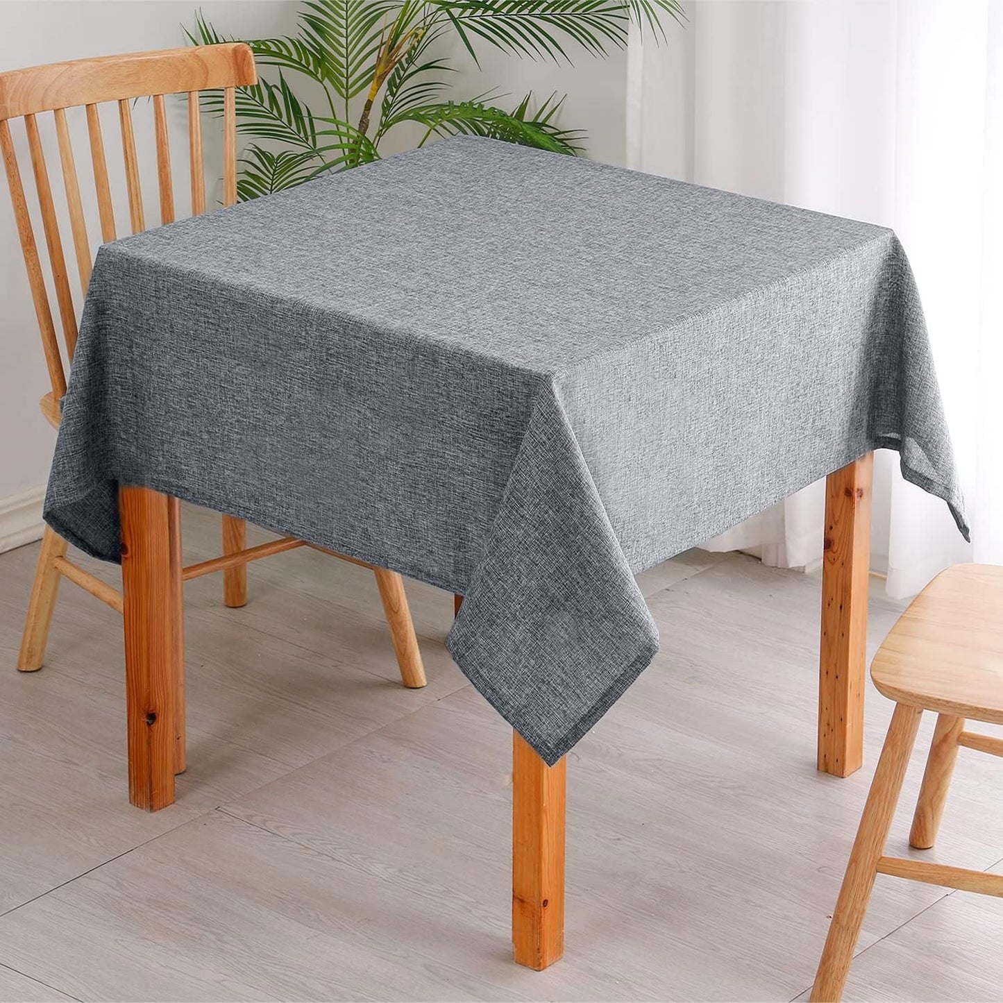 Hiasan Faux Linen Rectangle Tablecloth - Wrinkle and Stain Resistant Washable Table Cloth for Kitchen Dining Room Holiday Table Cover for Party Dinner, Grey, 90 x 156 Inch