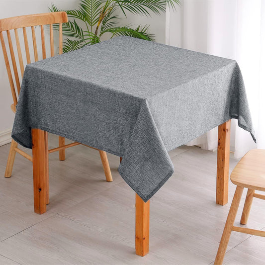 Hiasan Faux Linen Rectangle Tablecloth - Wrinkle and Stain Resistant Washable Table Cloth for Kitchen Dining Room Holiday Table Cover for Party Dinner, Grey, 52 x 70 Inch