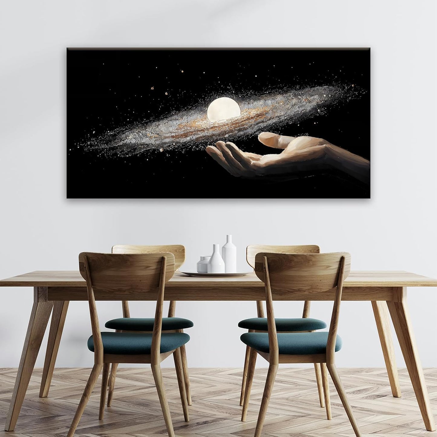 Abstract Wall Art Decorations Modern Science Fiction Wall Art The Universe In Hand Canvas Art Wall Decor For Living Room Bedroom Office Bathroom Home Wall Decor 24x48 Inch