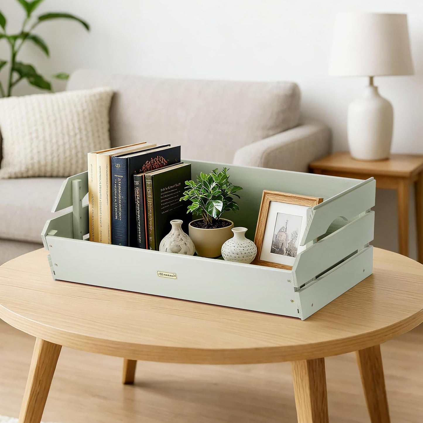 HABAU Wood Potato Onion Storage Bins - Wooden Stackable Produce Basket - Fruit Vegetable Storage for Kitchen Pantry Organization