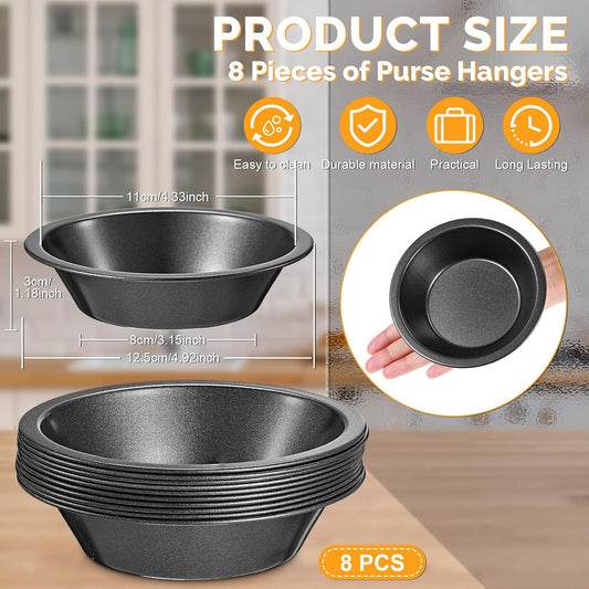 8 Pcs mini pie tins 4 inch Pie Pan Dish for Baking Carbon Steel Pizza Nonstick Plate Bakeware Set Oven Air Fryer Cake Bread Meat
