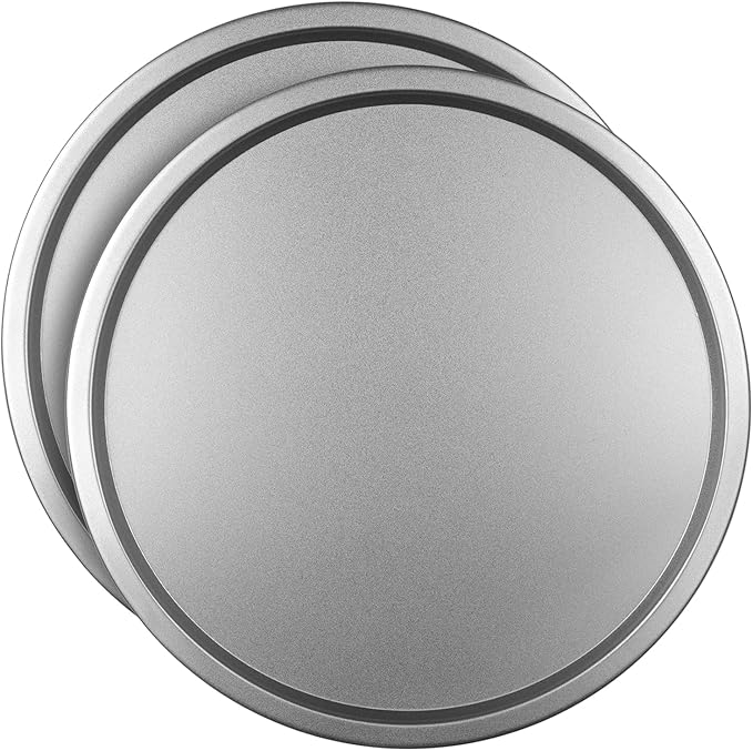 DecorRack 13 Inch Alloy Steel Pizza Pan, Non-Stick Coating, Serving Tray, Round Baking Tray for Oven Use (2 Pack)