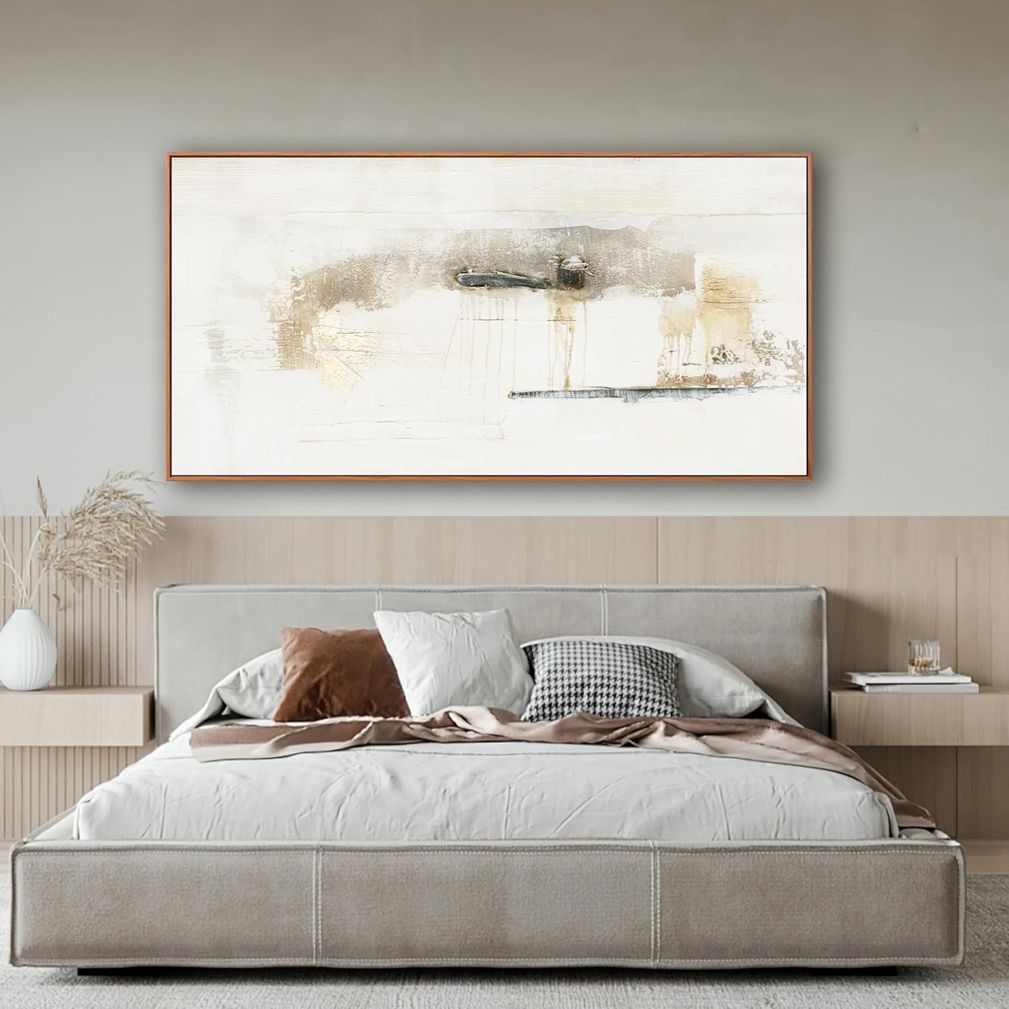 Framed Abstract Canvas Wall Art - Modern Decor, Maximalist & Minimalist Multicolor Graffiti Artwork for Living Room, Bedroom, Kitchen & Office - Ready to Hang - 24x48 Inch