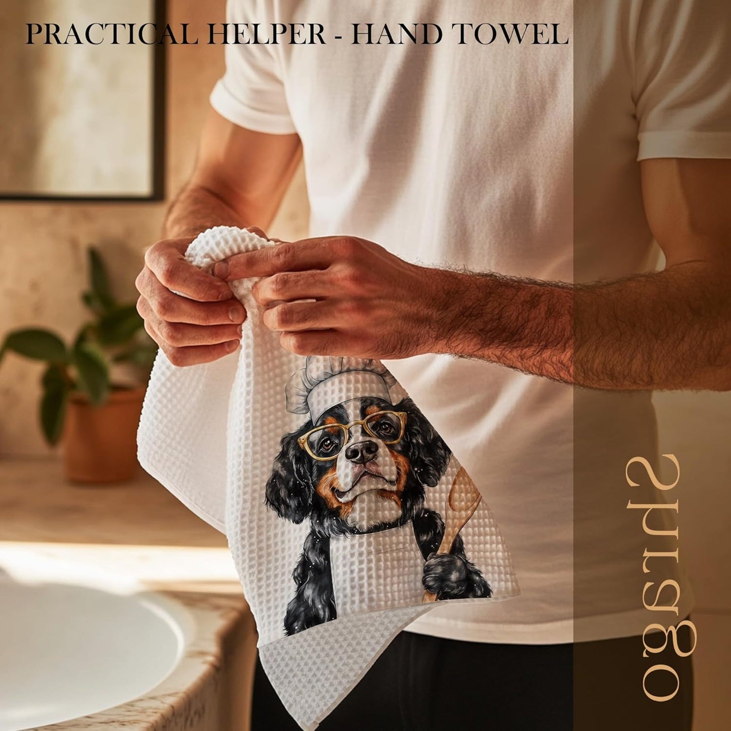 Funny Bernese Mountain Dog Kitchen Towels, Bernese Mountain Gifts for Women Dish Tea Towels for Kitchen, Dog Lovers Mom Dad Owner Gifts Decorative Hand Towels, 16x24 Inch