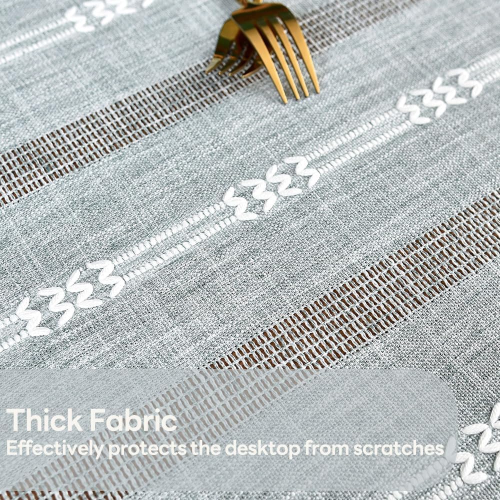 Heavy Duty Cotton Table Cloth for Rectangle Table Gray Rectangular Farmhouse Vintage Tablecloth Washable Rustic Table Cover (Gray, Rectangle, 52''x 86'', 6-8 Seats)