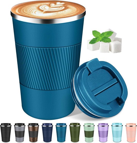 Coffee Travel Mug 12oz Insulated Coffee Mug with Lid Portable Spill-Proof Coffee Travel Mug No Handle Reusable Stainless Steel Mug Keeps Cold and Hot Suitable for Car, Daily, Travel and Gifts
