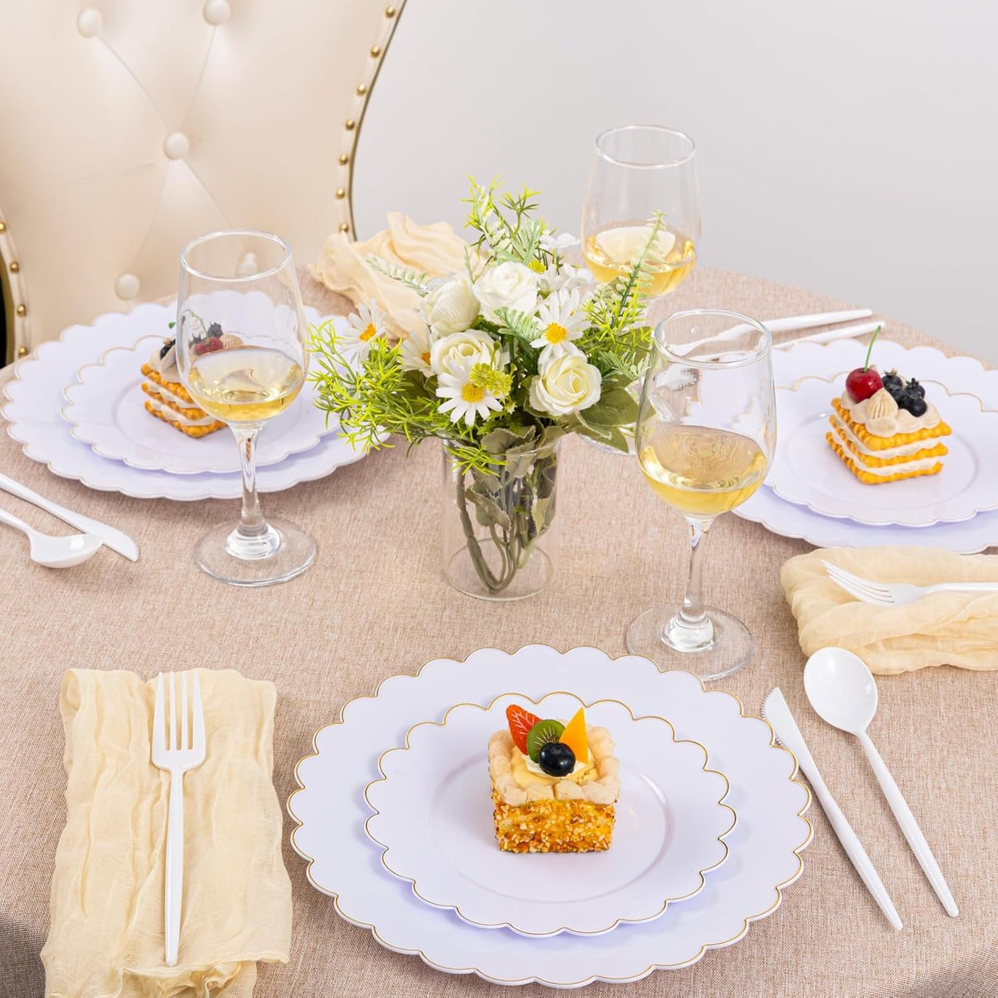 Supernal 360pcs White Plastic Silverware Heavy Duty Disposable Cutlery Set Includes White Party Knives,Plastic Forks and Spoons Suitable July 4th,Weddings & Birthday