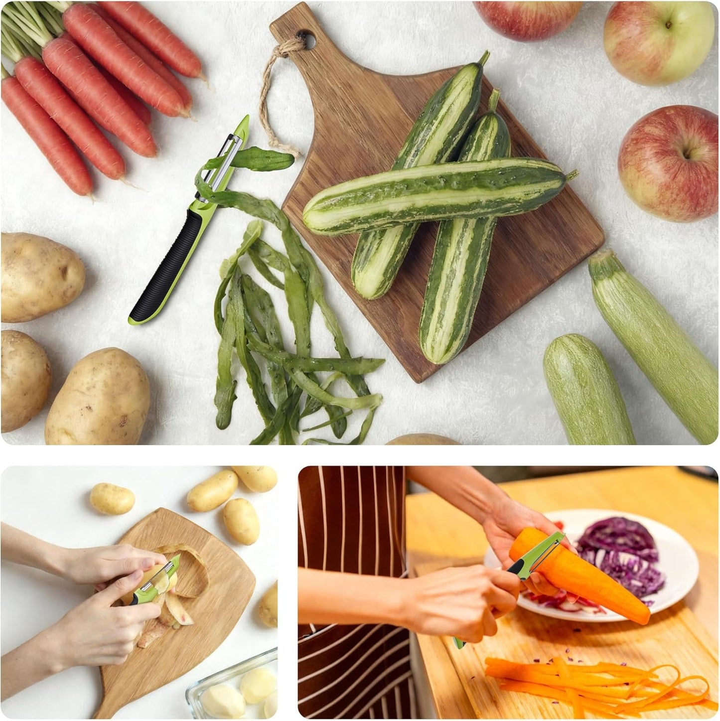 Vegetable Peeler, Swivel Peelers for Kitchen with Non-Slip Grip Handle,Green