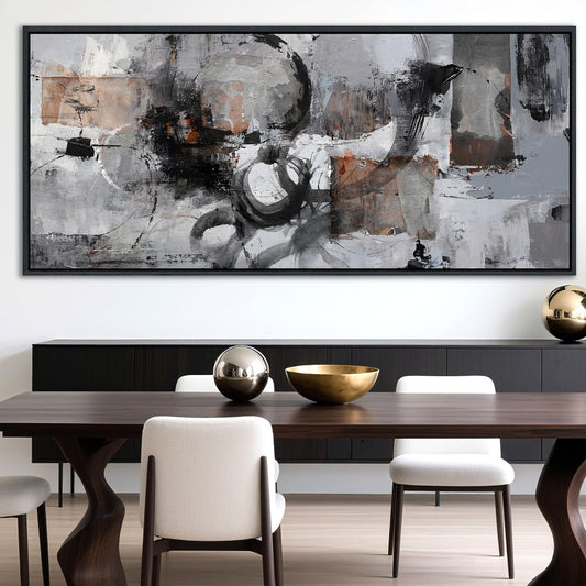 Large Abstract Black And Grey Canvas Wall Art Living Room Wall Decor Paintings Decorations Modern Wall Pictures for Bedrooms Framed Artwork for Walls