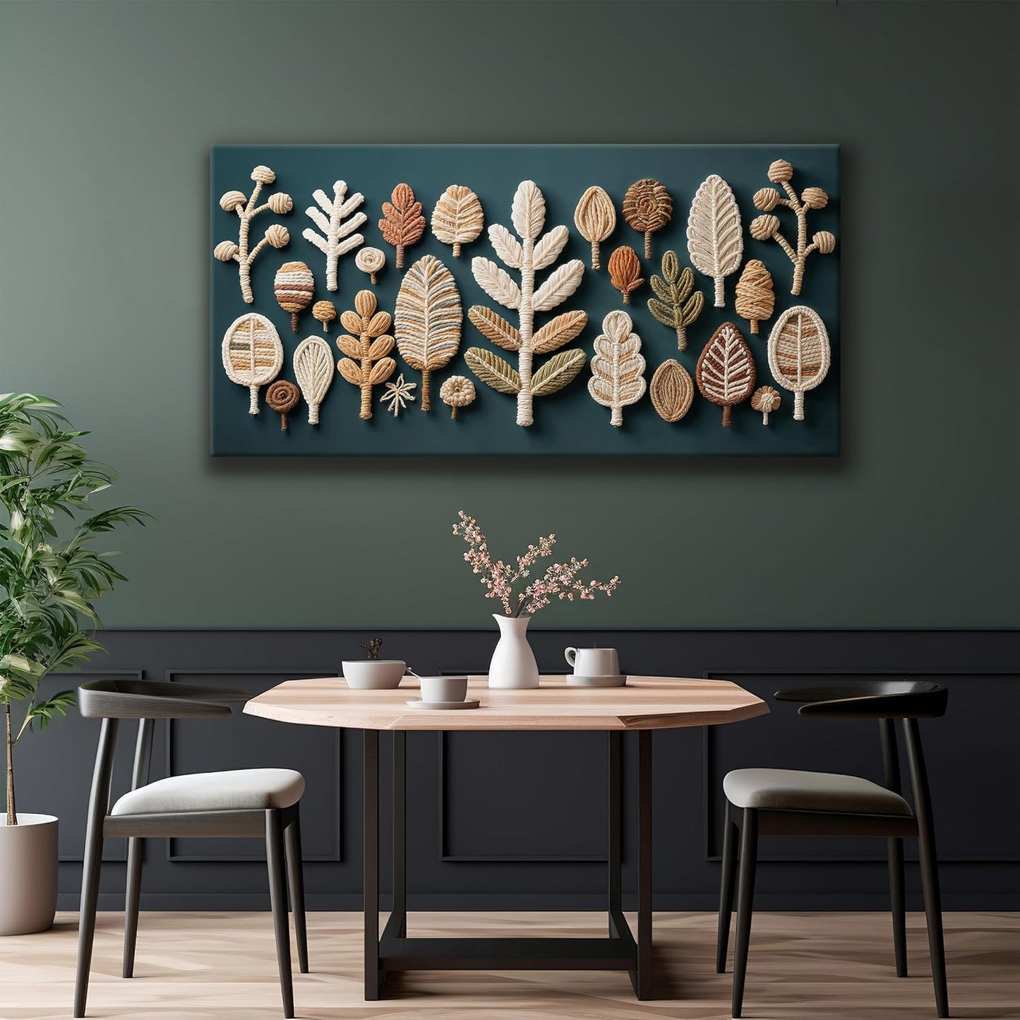 Tsomzxng Canvas Art Wall Decor Boho Wall Art For Living Room Modern Century Canvas Prints Dark Green Wall Art Multicolor Painting Picture For Bedroom Nursery Backdrop Home Wall Decor 24x48 Inch