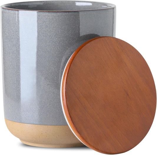 Ceramic Food Storage Jar,Coffee Canister for Countertop with Lids Airtight,Large Flour,Cereal,Spices,Beans,Rice and Candies Containers for Kitchen and Home,Farmhouse Kitchen Decor,80 OZ Gray