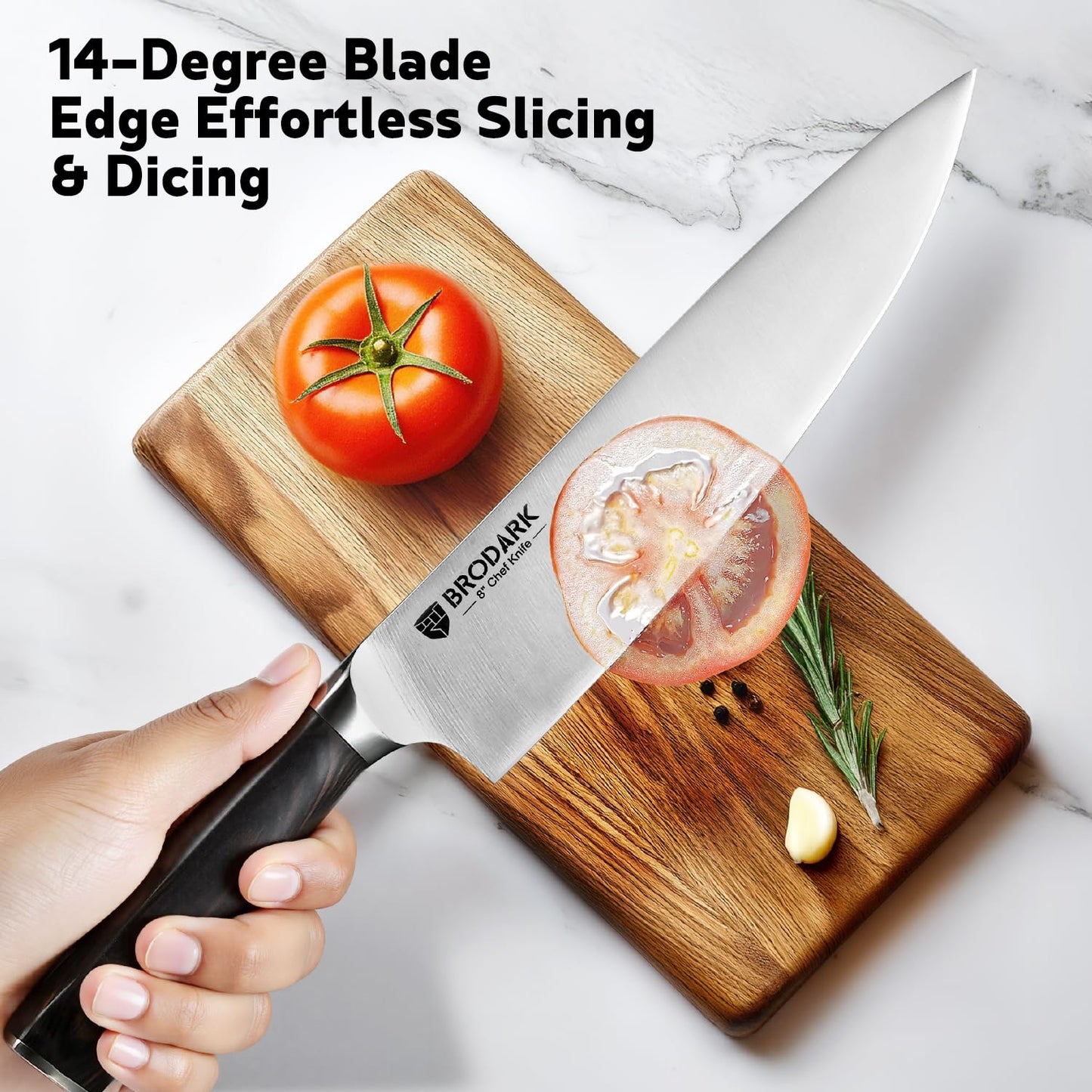 15 Piecs Knife Block Set: Ultra Sharp Kitchen Knife Set with Block and Sharpener, German Stainless Steel Professional Chef Knife Set with Ergonomic Handle, Full Tang Design