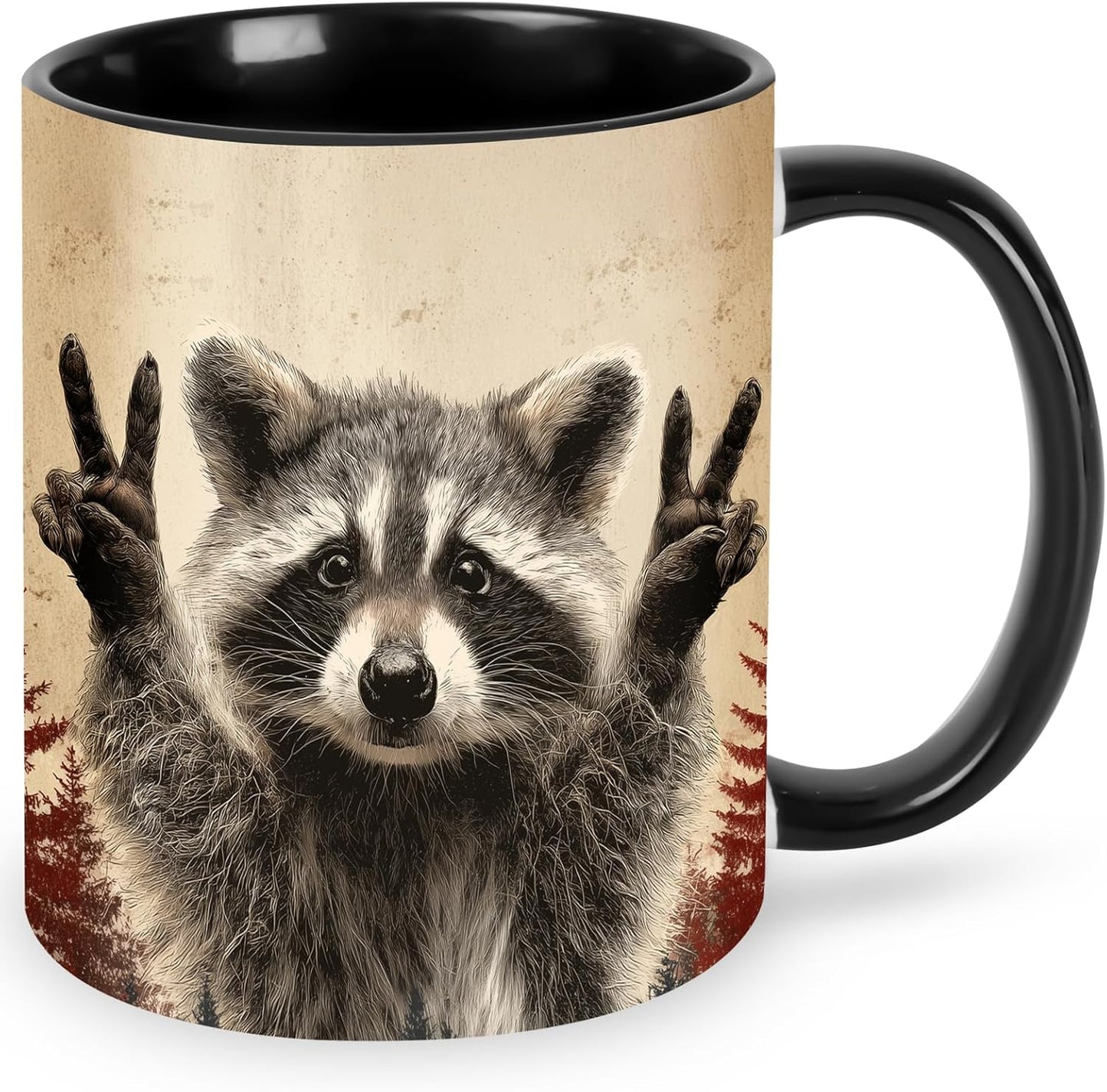 FyLybois Raccoon Coffee Mug Ceramic Coffee Cup with Handle Microwave Safe for Home or Office Gifts for Women and Men