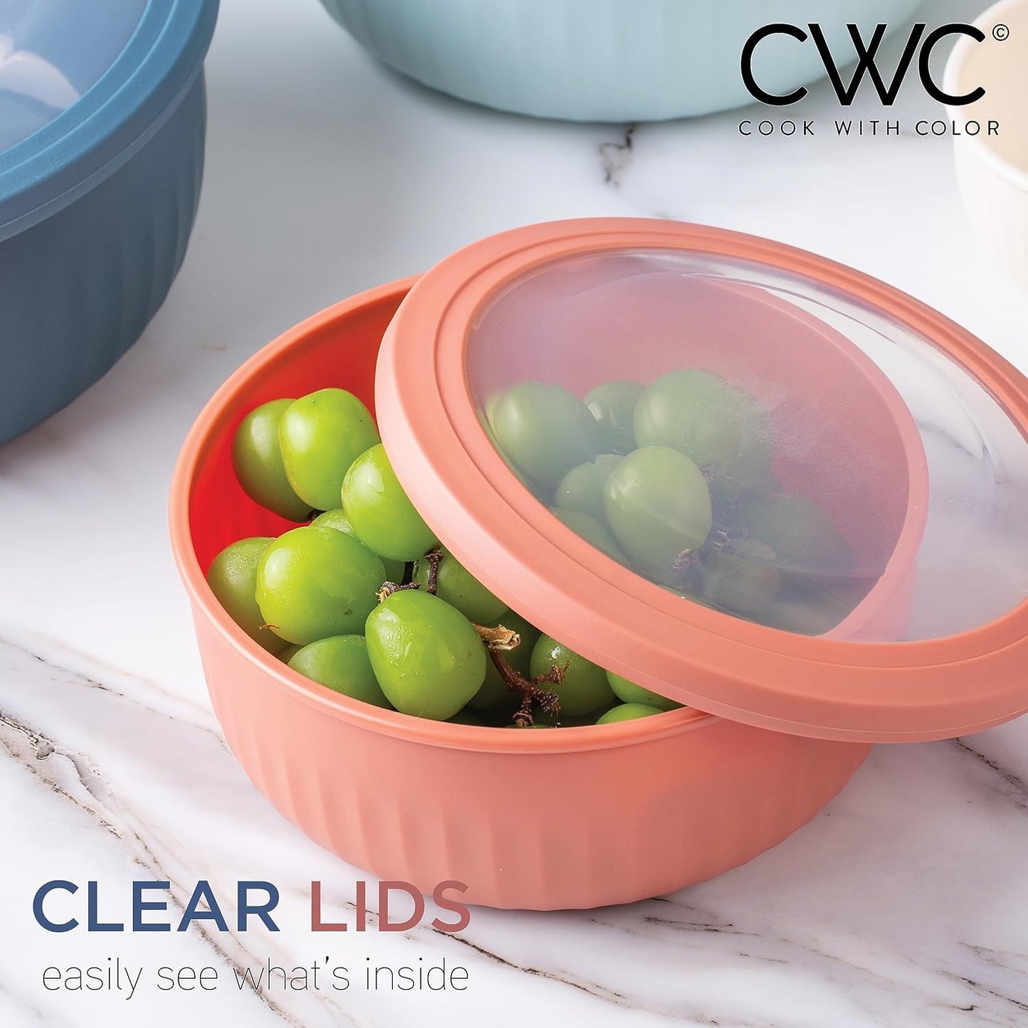 COOK WITH COLOR Prep Bowls with Lids- Wide and Deep Nesting Plastic Small Mixing Bowl Set with Lids, 12 Piece Set - Wide Bowls, Multicolor