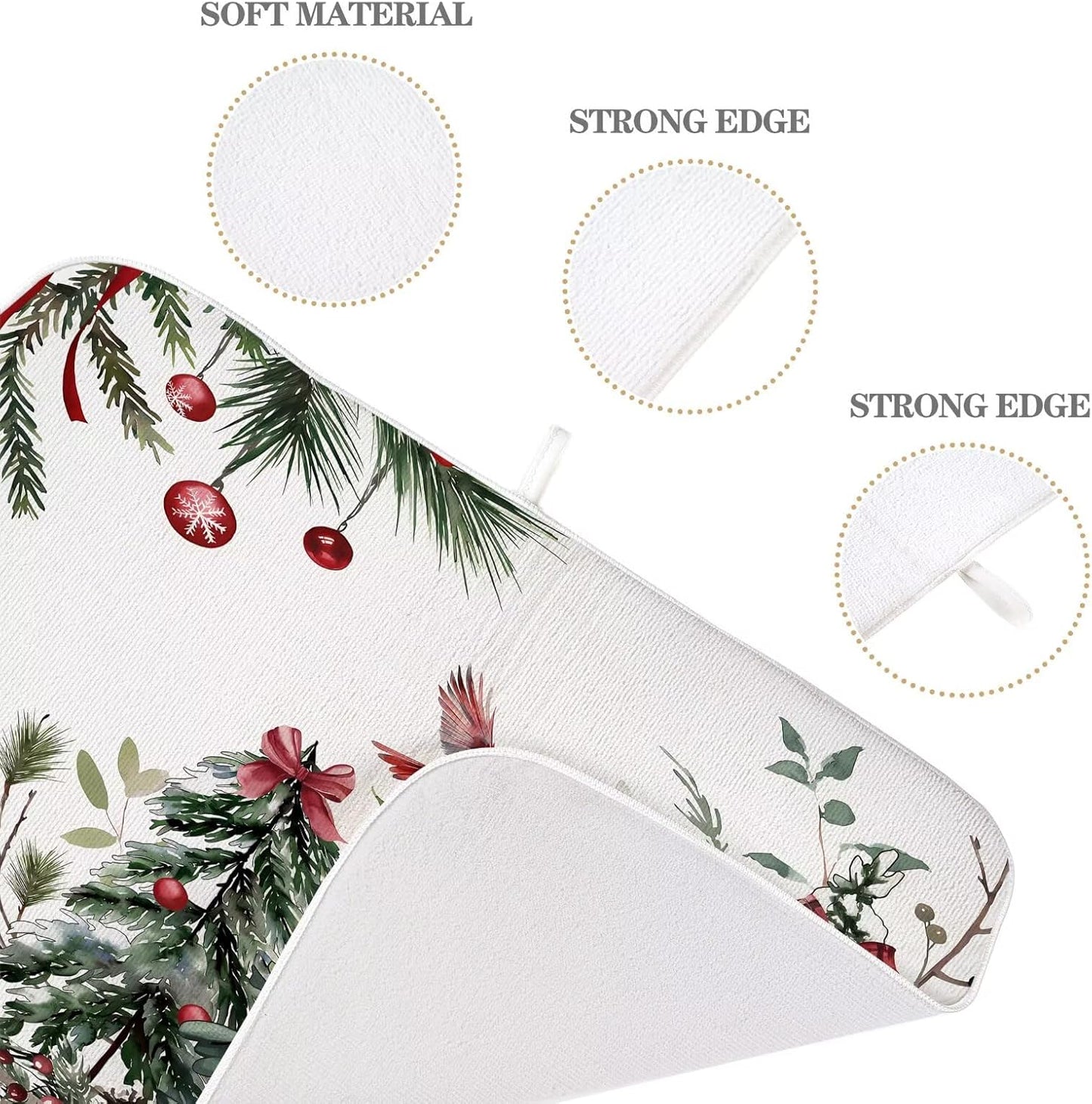 Christmas Dish Drying Mat 18 x 24 inch Winter Christmas Tree Pine Trees Decorative Drying Mats Microfiber Absorbent Xmas Decor Dish Washable Draining Mat for Kitchen Counter