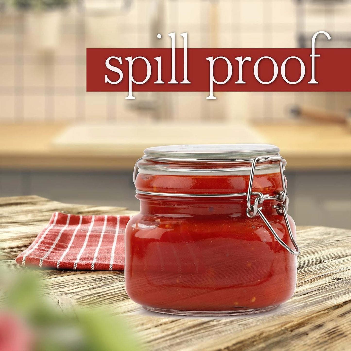 Galashield Glass Jars with Lids Food Storage Airtight Leak Proof Canisters Kitchen [17 oz] Clear