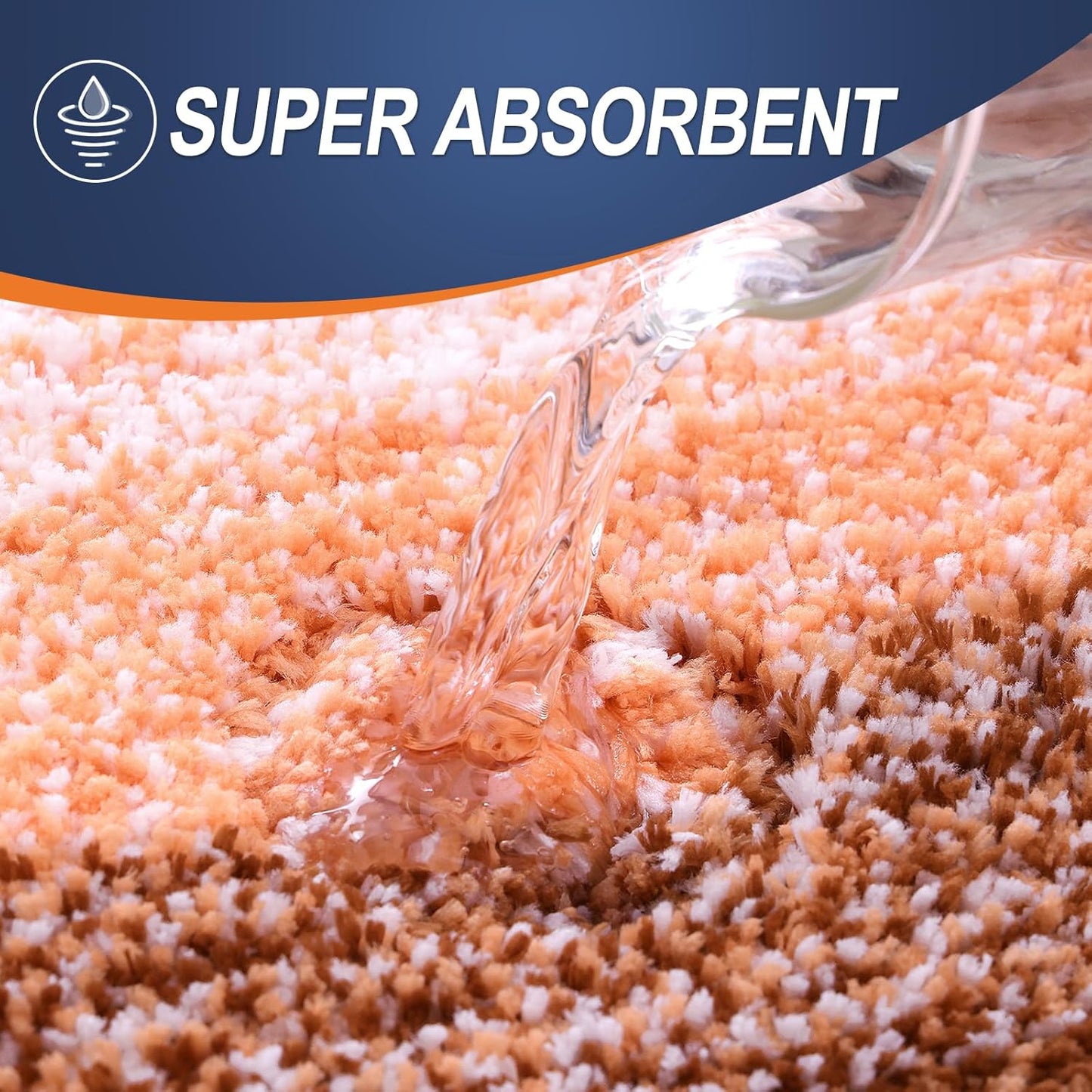 OLANLY Bathroom Rug Set 2 Piece, Soft Absorbent Microfiber Bath Rug Set, Non-Slip, Machine Wash Dry, Plush Shaggy Bath Mats for Bathroom (47"x20"+24"x16", Orange)