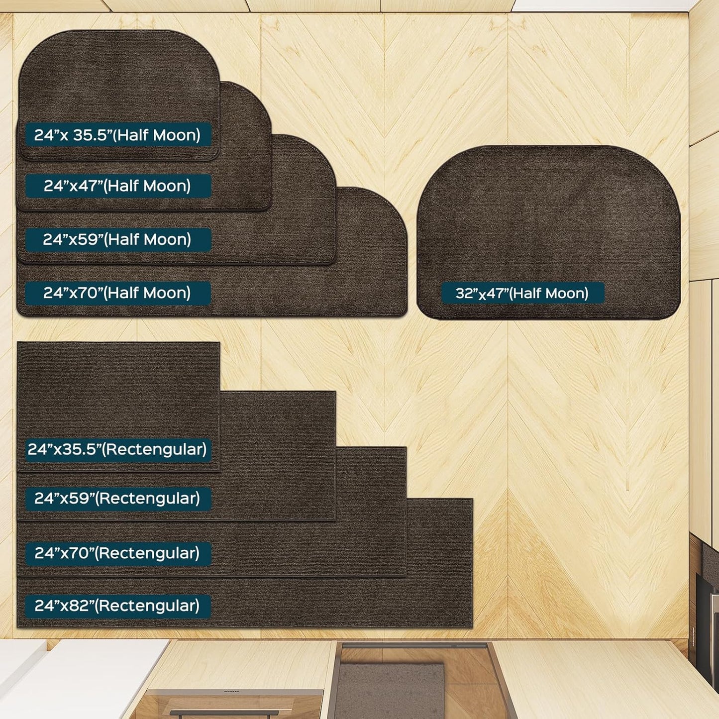 Washable Kitchen Rug 24" x 82" / 60cm x 210cm, Non Slip Kitchen Mat for Floor, Absorbent Indoor Entryway Runner Rug for Hallway, Laundry, Bathroom, Bedroom (Roll Packing)