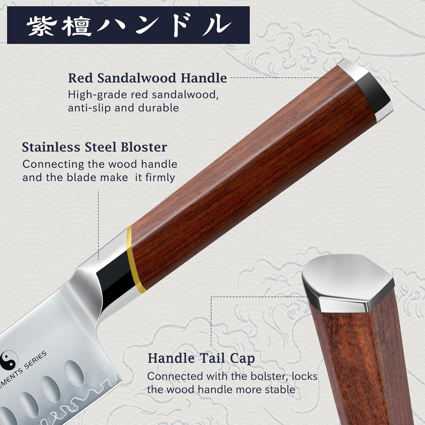 HOSHANHO 7 Inch Santoku Knife，Professional Japanese High Carbon Steel Chef Knife, Razor Sharp Kitchen Knife with Ergonomic Red Sandal Wooden Handle - Gift Box