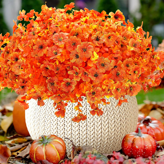 Artificial Flowers for Outdoors UV Resistant 12 Bundles Fake Flowers Realistic Faux Flowers Artificial Plants Outdoor for Fall Indoor Garden Patio Window Box Kitchen Home Autumn Decor