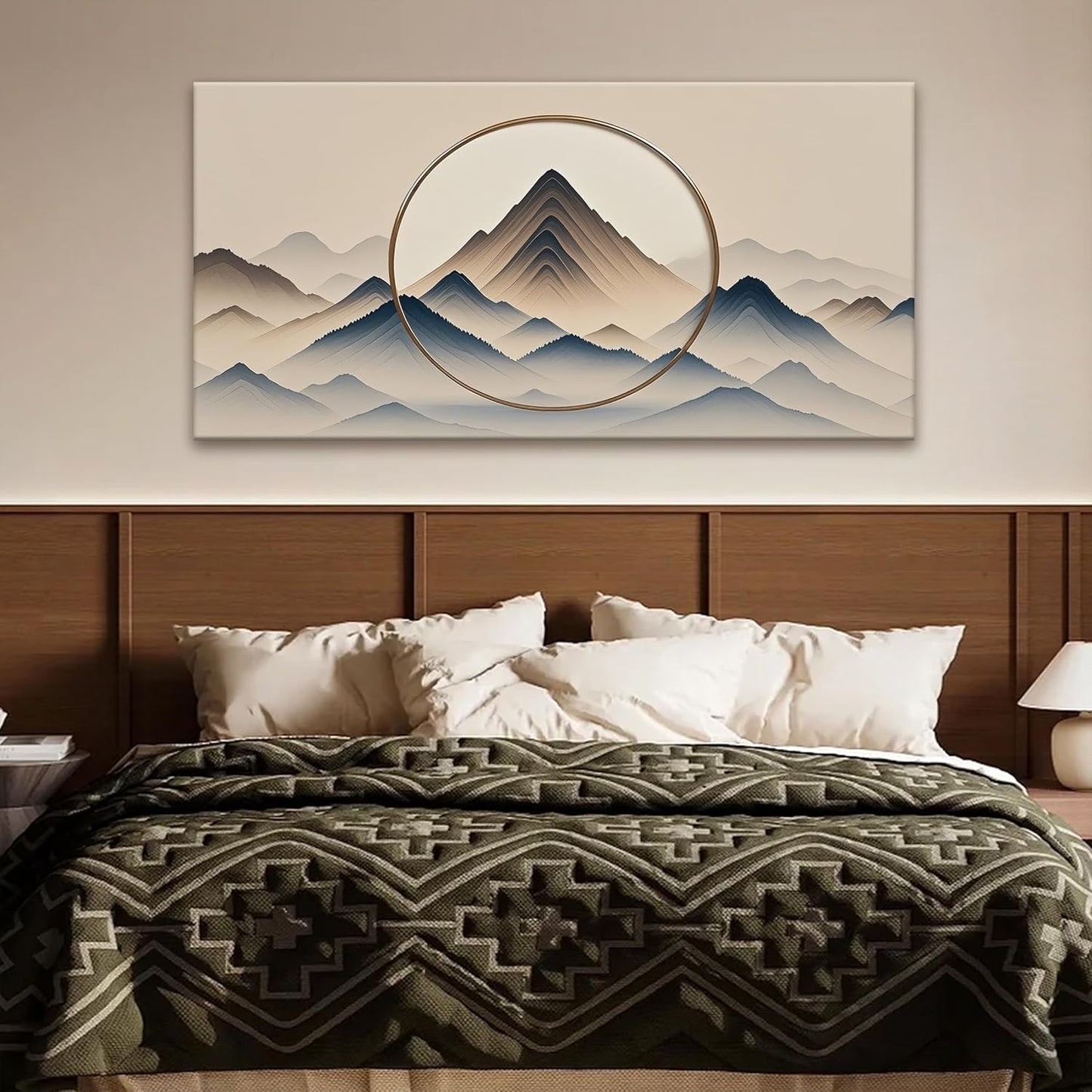 Suconvng Canvas Wall Art Decor Modern Abstract Wall Decor For Living Room Modern Office Mural Abstract Art Print Painting Mountain Landscape Wall Pictures Artworks Home Artwork Ready To Hang 24"X 48"