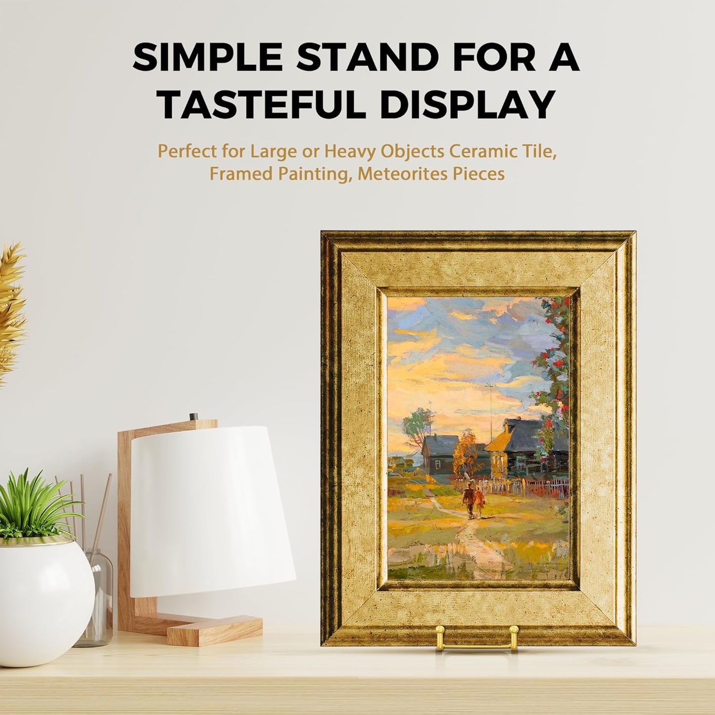 TR-LIFE 14 Inch Gold Metal Plate Stand (2 Pack) - Heavy Duty Display Easel for Large Plates, Frames, Platters and Art