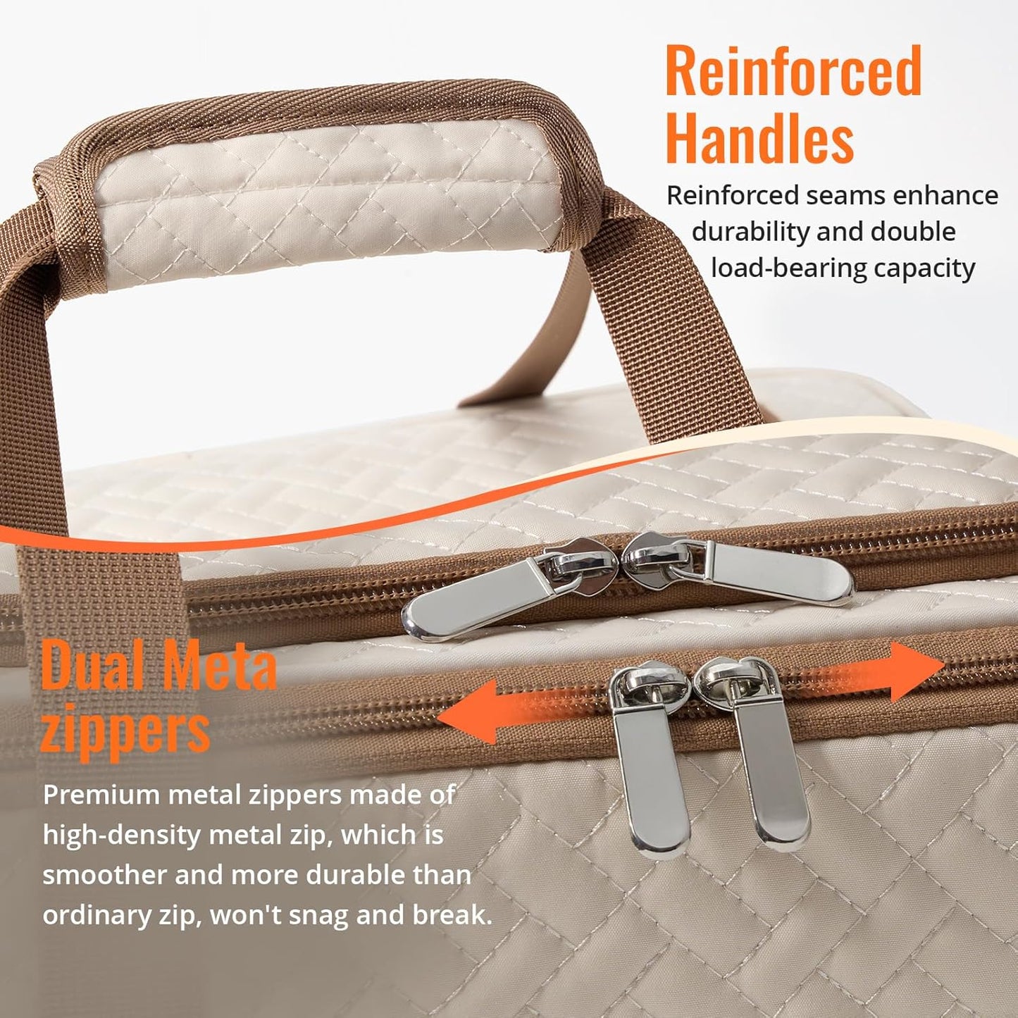 Insulated Casserole Carrier - Portable Casserole Carrier for Hot or Cold Food, Lasagna Holder for Parties,Picnic,Cookouts,Traveling - Fits 9" x 13" Baking Dish (Beige)