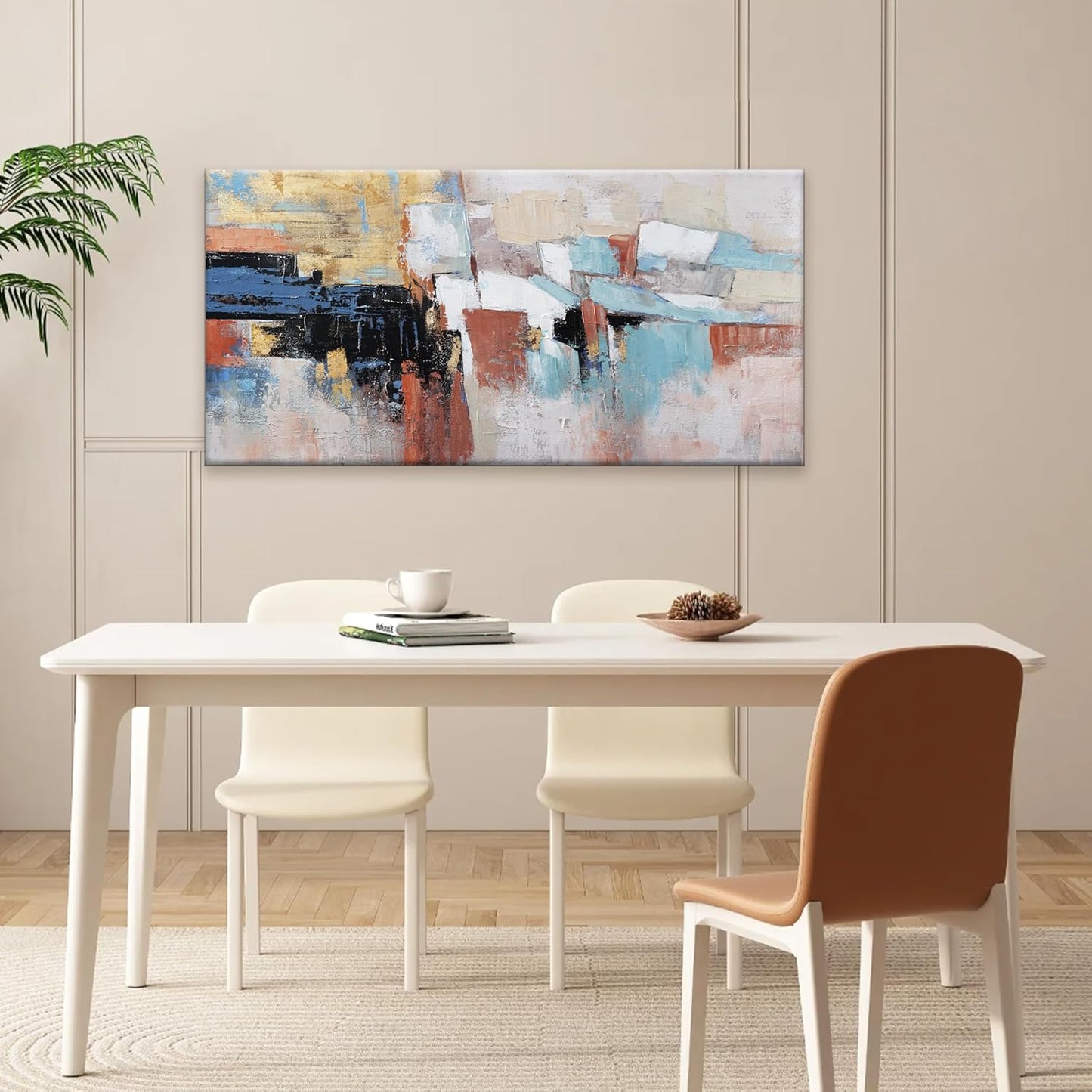 Canvas Wall Art Decor Modern Large Wall Art For Living Room Abstract Art Blue Gold Wall Art Decor Canvas Art Work Colorful Abstract Wall Art Prints For Bedroom Office Kitchen Wall Decor 20" x 40"